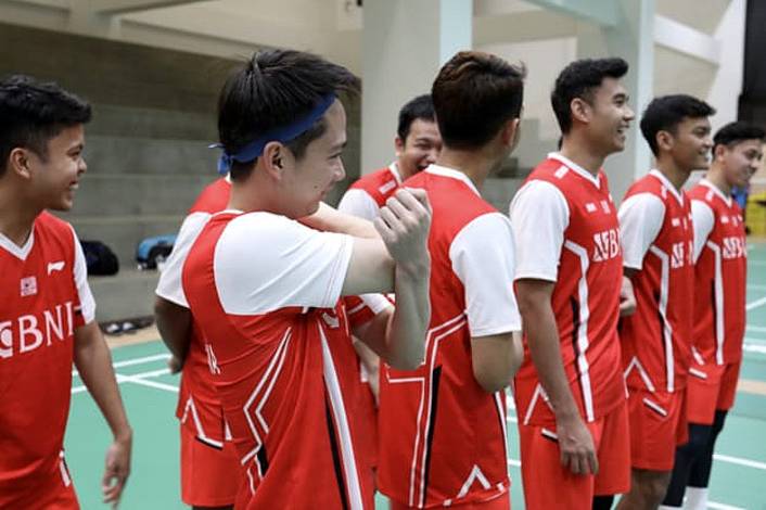 Salah satu sesi latihan regu putra Indonesia menjelang perhelatan Piala Thomas 2022, di Bangkok, Thailand (Humas PP PBSI) Salah satu sesi latihan regu putra Indonesia menjelang perhelatan Piala Thomas 2022, di Bangkok, Thailand (Humas PP PBSI)