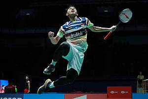 Selebrasi kemenangan Jonatan Christie (Indonesia).