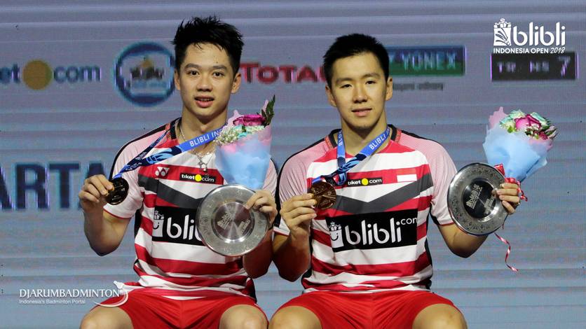 Marcus Fernaldi Gideon/Kevin Sanjaya Sukamuljo Win Man Double Blibli Indonesia Open 2018 Marcus Fernaldi Gideon/Kevin Sanjaya Sukamuljo Win Man Double Blibli Indonesia Open 2018