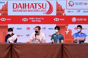 Akane Yamaguchi, Viktor Axelsen, Yuta Watanabe, & Praveen Jordan (Humas PP PBSI)