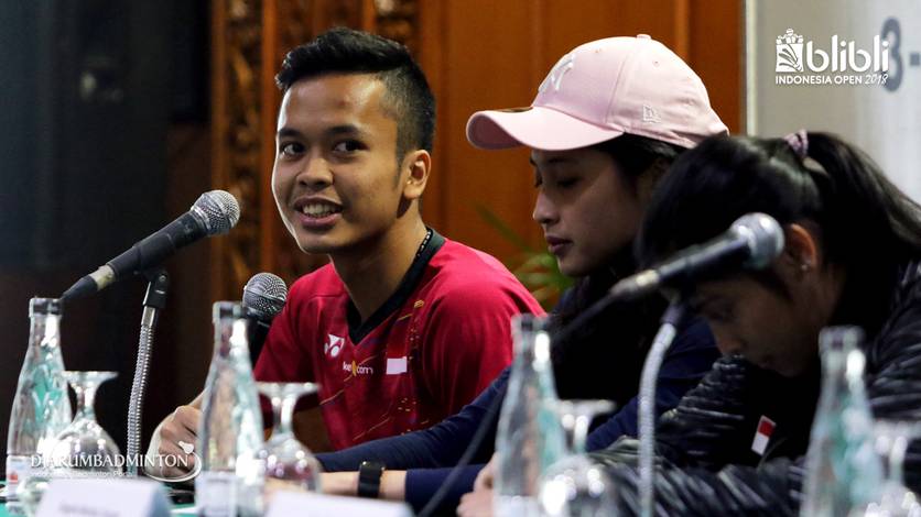 Anthony Sinisuka Ginting di Konferensi Pers Blibli Indonesia Open 2018 Anthony Sinisuka Ginting di Konferensi Pers Blibli Indonesia Open 2018
