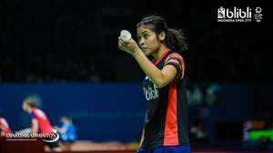 Gregoria Mariska Tunjung (Indonesia) saat tampil di ajang Blibli Indonesia Masters 2019 BWF World Tour Super 1000.