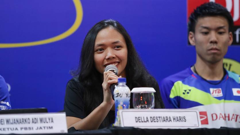Della Destiara Haris (Indonesia) saat konfrensi pers Yuzu Indonesia Masters 2019 BWF Tour Super 100. Della Destiara Haris (Indonesia) saat konfrensi pers Yuzu Indonesia Masters 2019 BWF Tour Super 100.
