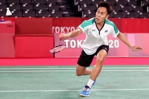 Atlet bulu tangkis Azerbaijan berdarah Indonesia, Ade Resky Dwicahyo, saat berlaga di Olimpiade Tokyo 2020. (Foto: BADMINTONPHOTO/Yves Lacroix)