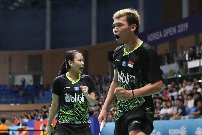 Selebrasi kemenangan Rinov Rivaldy/Pitha Haningtyas Mentari (Indonesia). Selebrasi kemenangan Rinov Rivaldy/Pitha Haningtyas Mentari (Indonesia).