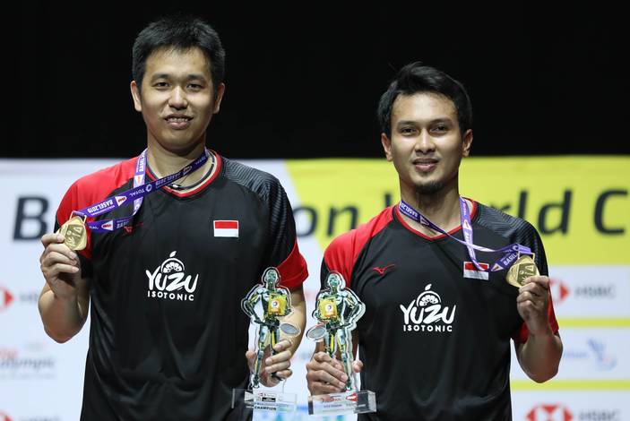 Hendra Setiawan/Mohammad Ahsan (Indonesia) juara World Championships 2019. Hendra Setiawan/Mohammad Ahsan (Indonesia) juara World Championships 2019.