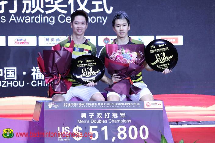 Kevin Sanjaya Sukamuljo/Marcus Fernaldi Gideon menjuarai Fuzhou China Open 2018. Kevin Sanjaya Sukamuljo/Marcus Fernaldi Gideon menjuarai Fuzhou China Open 2018.