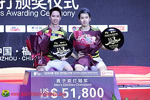 Kevin Sanjaya Sukamuljo/Marcus Fernaldi Gideon menjuarai Fuzhou China Open 2018.
