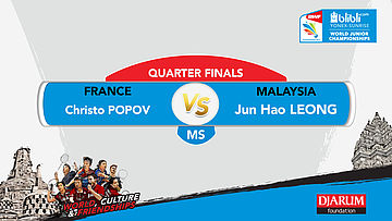 WORLD JUNIOR CHAMPIONSHIPS 2017 | MS QUARTER FINALS | POPOV (FRA) vs LEONG (MAS)