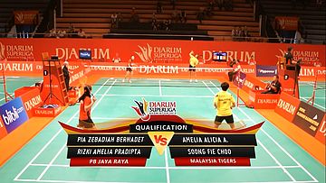 Pia Zebadiah/ Rizki A.(JAYA RAYA) VS Amelia A. /Soong F. (MALAYSIA TIGERS) DJARUM SUPERLIGA 2013