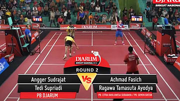 Achmad Fasich/Ragawa Tamasuta Ayodya (PB. CITRA RAYA UNESA SURABAYA/PB. SEMEN GRESIK) VS Angger Sudrajat/Tedi Supriadi (PB. DJARUM KUDUS)