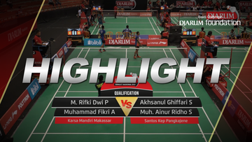 M Rifki Dwi Putra N/Muhammad Fikri Aekal (Karsa Mandiri Makassar) VS Akhsanul Ghiffari S/Muh. Ainur Ridho Syarifuddin (Santos Pangkajene/Semento Pangkajene)