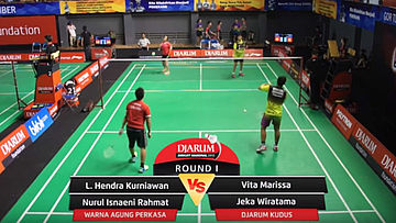 Jeka Wiratama/Vita Marissa (Djarum Kudus) VS L. Hendra Kurniawan/Nurul Isnaeni Rahmat (Warna Agung Perkasa)