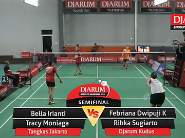 Bella Irianti/Tracy Moniaga (PB. Tangkas Jakarta/PB. Prakasa) VS Febriana Dwipuji Kusuma/Ribka Sugiarto (PB. Djarum Kudus)
