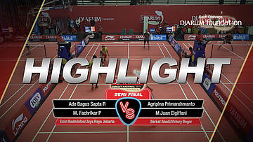 Ade Bagus Sapta Ramadhany/M Fachrikar P Mansur (Exist Badminton Club/Jaya Raya Jakarta) VS Agripina Primarahmanto Putera/Muhammad Juan Elgiffani (Berkat Abadi/Victory Bogor)