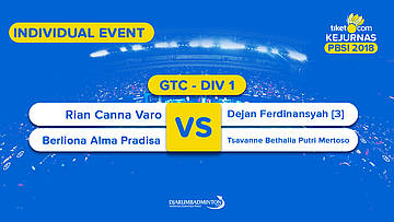 Tiket.com Kejurnas 2018 | GTC DIV 1 | Rian/Berliona Alma VS Dejan/Tsavanne