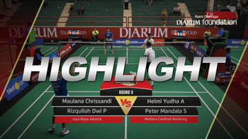 Maulana Chrissandi/Rizqulloh Dwi Prasetyo (Jaya Raya Jakarta) VS Helmi Yudha Arrafi/Peter Mandala S (Mutiara Cardinal Bandung)