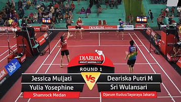 Jessica Muljati/Yulia Yosephine (PB. SHAMROCK MEDAN) VS Deariska Putri Medita/Sri Wulansari (PB. DJARUM KUDUS/PB. JAYA RAYA JAKARTA)