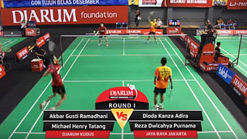 Akbar Gusti Ramadhani/Michael Henry Tatang (Djarum Kudus) VS Dioda Kanza Adira/Reza Dwicahya Purnama (Jaya Raya Jakarta)