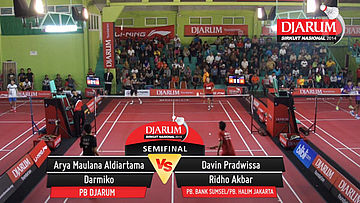 Arya Maulana Aldiartama/Darmiko (PB. DJARUM KUDUS) VS Davin Pradwissa/Ridho Akbar (PB. BANK SUMSEL-BABEL/PB. HALIM JAKARTA)