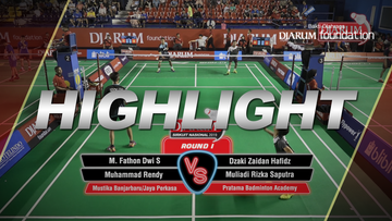 M Fathon Dwi Saputra/Muhammad Rendy (Mustika Banjarbaru/Jaya Perkasa) VS Dzaki Zaidan Hafidz/Muliadi Rizka Saputra (Pratama Badminton Academy)