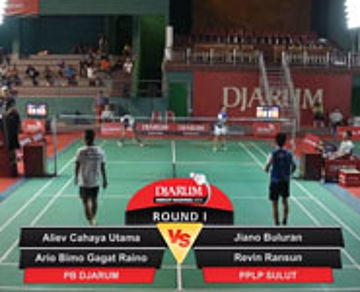 Aliev Cahaya Utama/Ario Bimo Gagat Raino (Djarum Kudus) VS Jiano Buluran/Revin Ransun (Pisok Manado)