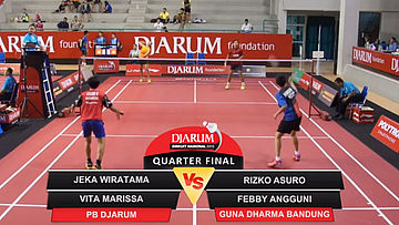 Jeka Wiratama/Vita Marissa (Djarum Kudus) VS Rizko Asuro/Febby Angguni (Guna Dharma Bandung/Tjakrindo Master)