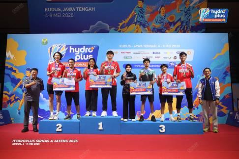 Podium Ganda Dewasa Campuran HYDROPLUS Sirkuit Nasional A Jawa Tengah 2026 Podium Ganda Dewasa Campuran HYDROPLUS Sirkuit Nasional A Jawa Tengah 2026