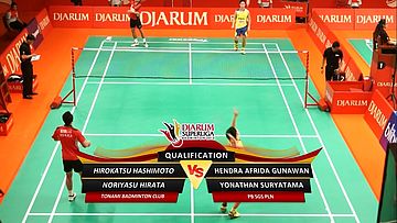 Hirokatsu Hasimoto/ Noriyasu Hirata (TONAMI) VS Hendra Afrida G./ Yonathan Suryatama (PB SGS PLN)