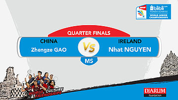WORLD JUNIOR CHAMPIONSHIPS 2017 | MS QUARTER FINALS | GAO (CHN) vs NGUYEN (IRL)