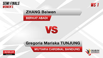 WS1 | ZHANG BEIWEN (BERKAT ABADI BANJARMASIN) VS GREGORIA MARISKA TUNJUNG (MUTIARA CARDINAL BANDUNG)