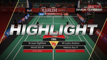 M Juan Elgiffani/Windi Siti Mulyani (Victory Bogor) VS M Lucky Andres Apriyanda/Helena Ayu Puspitasari (Djarum Kudus)