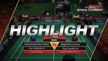 Muhammad Nur Hafizi/Nur Sakinah Aulia (Telkom Bandung) VS Ragil Ricky S/Putri Andini W (Mutiara Cardinal Bandung)
