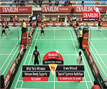Afiat Y. W. / Yohanes R. S. (PB DJARUM KUDUS) VS Erwin W. / Syarief S. (PB CANDRA W. / JR ENKEI). 