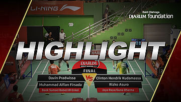 Clinton Hendrik Kudamassa/Rizko Asuro (Jaya Raya Jakarta/Guna Dharma Bandung) VS Davin Pradwissa/Muhammad Alfian Firsada Ternawan (Bank Sumsel Babel/JR Enkei)